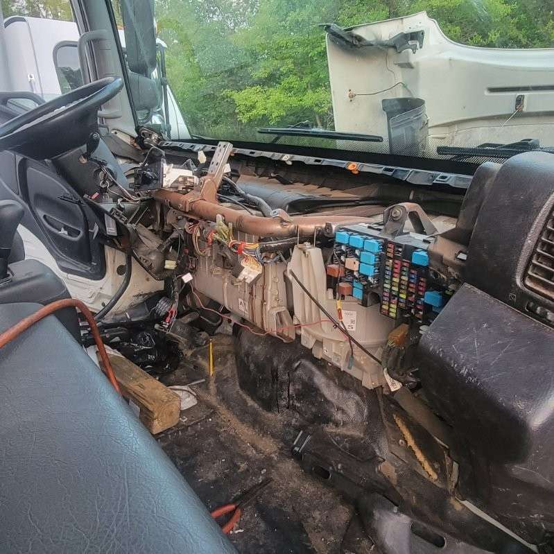 Truck dashboard removed to repair wiring and the fuse panel